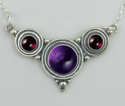 Sterling Silver Necklace Amethyst And Garnet